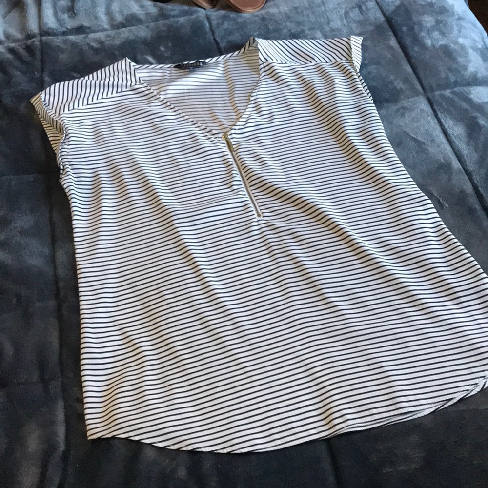 Express, black and white striped blouse